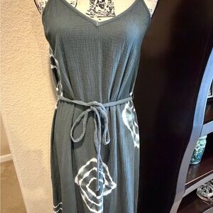 Mystree Charcoal Tie-Dye Midi Dress